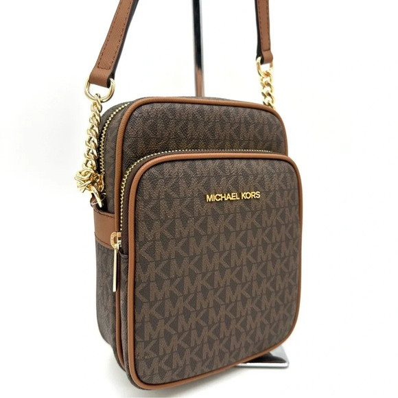 Michael Kors Medium NS Chain Xbody Bag Brown/Gold - Picture 3 of 10